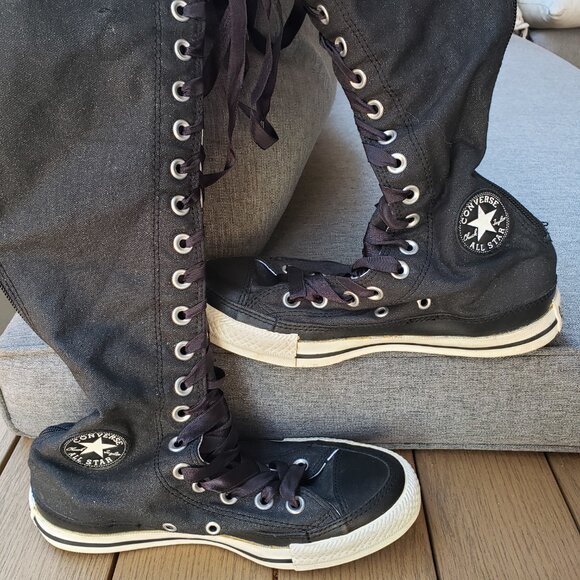 EUC CTAS Converse Knee Hi 519811F Rockabilly Gothic Jet Black (5.5) KICKS - Picture 5 of 12